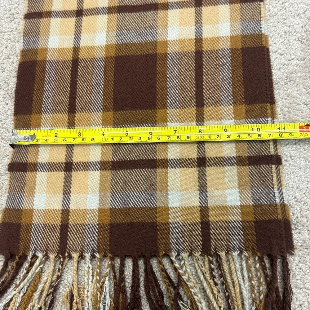 Dark brown camel brown plaid check soft fall winter scarf